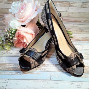 Isaac Mizrahi Live Cheetah Kitten Heel Shoes 8 1/2